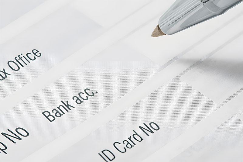 Bank account information